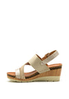 Lunar Dillon Faux Leather Wedge Sandal, Beige