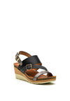 Lunar Dillon Faux Leather Wedge Sandal, Black