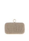 Zen Collection Glitter Ruffle Ring Clasp Clutch Bag, Champagne