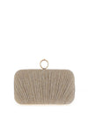 Zen Collection Glitter Ruffle Ring Clasp Clutch Bag, Champagne
