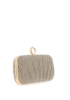 Zen Collection Glitter Ruffle Ring Clasp Clutch Bag, Champagne