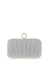 Zen Collection Glitter Ruffle Ring Clasp Clutch Bag, Silver