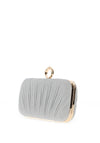 Zen Collection Glitter Ruffle Ring Clasp Clutch Bag, Silver