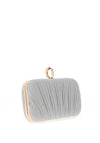 Zen Collection Glitter Ruffle Ring Clasp Clutch Bag, Silver