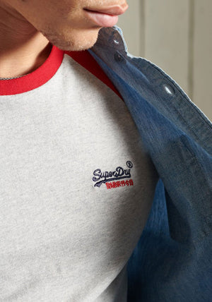Superdry Original Label Baseball T-Shirt, Light Grey