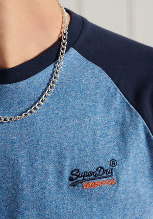 Superdry Original Label Baseball T-Shirt, Bright Blue Grit