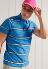 Superdry Academy Stripe Polo Shirt, Neptune Blue