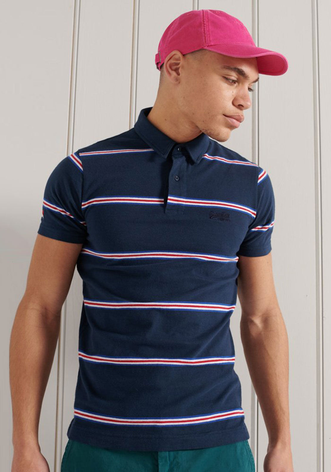 Superdry Academy Stripe Polo Shirt, Varsity Navy