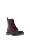 Millie & Co. Faux Leather Lace up Boots, Burgundy