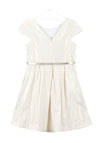 Mayoral Girls Linen Dress with Belt, Champagne