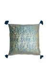 Malini Courtney Feather Filled Tassel Cushion, Blue & Gold