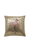 Malini Faith Feather Filled Flamingo Cushion, Gold & Pink