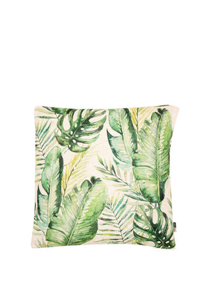 Malini Aspidistra Tropical Leaf Feather Filled Cushion, Green