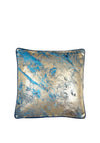 Malini Heavenly Metallic Print Cushion, Blue & Gold