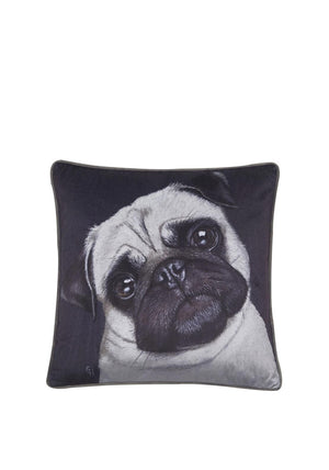 Malini Juniper Lulu Velvet Pug Cushion, Grey