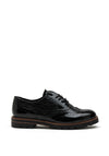 Marco Tozzi Patent Chunky Sole Textured Brogues, Black