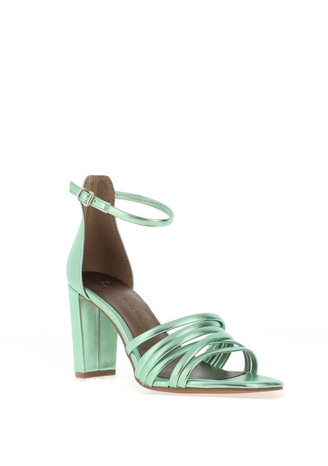 Marco Tozzi Block Heeled Sandals, Metallic Green