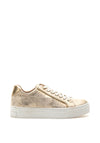 Marco Tozzi Metallic Faux Leather Trainers, Gold