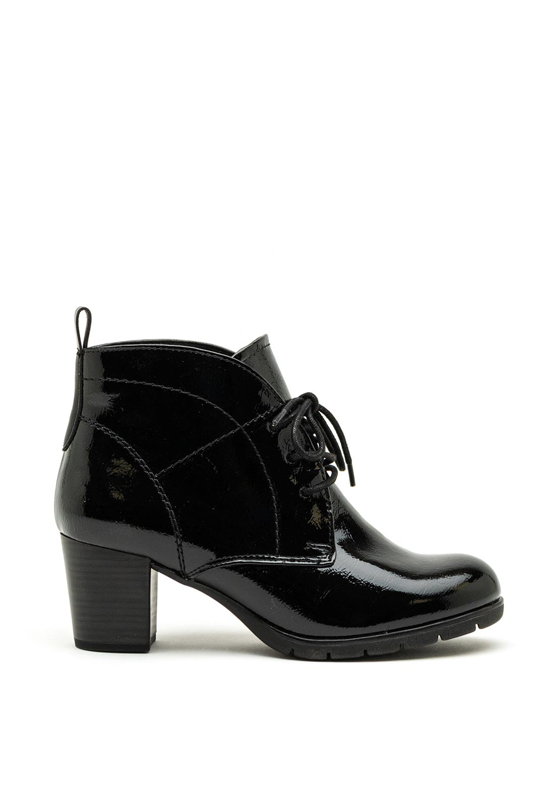 Marco Tozzi Patent Block Heel Desert Boots, Black