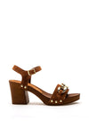 Marco Tozzi Leather Chain Block Heel Sandals, Tan