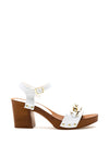 Marco Tozzi Leather Chain Block Heel Sandals, White