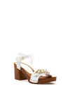 Marco Tozzi Leather Chain Block Heel Sandals, White