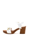 Marco Tozzi Leather Chain Block Heel Sandals, White