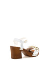 Marco Tozzi Leather Chain Block Heel Sandals, White