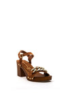 Marco Tozzi Leather Chain Block Heel Sandals, Tan