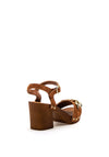 Marco Tozzi Leather Chain Block Heel Sandals, Tan