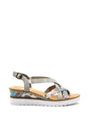 Rieker Womens Thin Cross Strap Sandal, Grey Multi