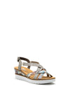 Rieker Womens Thin Cross Strap Sandal, Grey Multi