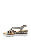 Rieker Womens Thin Cross Strap Sandal, Grey Multi