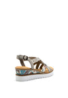 Rieker Womens Thin Cross Strap Sandal, Grey Multi