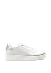 Marco Tozzi Faux Leather Metallic Trim Trainers, White