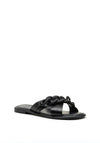 Marco Tozzi Leather Chain Embellished Slider Sandals, Black