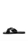 Marco Tozzi Leather Chain Embellished Slider Sandals, Black