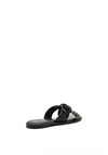Marco Tozzi Leather Chain Embellished Slider Sandals, Black