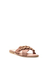 Marco Tozzi Leather Chain Embellished Slider Sandals, Pink