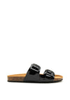 Marco Tozzi Leather Buckled Slip on Sandals, Black