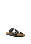 Marco Tozzi Leather Buckled Slip on Sandals, Black