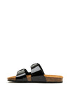 Marco Tozzi Leather Buckled Slip on Sandals, Black
