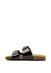 Marco Tozzi Leather Buckled Slip on Sandals, Black