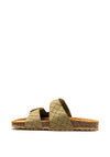 Marco Tozzi Leather Buckled Slip on Sandals, Sage Green
