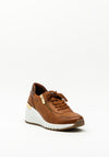 Marco Tozzi Faux Leather Wedged Trainer, Tan