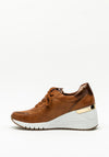 Marco Tozzi Faux Leather Wedged Trainer, Tan