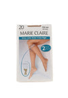 Marie Claire Extra Wide Sheer Knee High 20 Denier Twin Pack, Natural