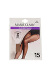 Marie Claire 2 Pack Fuller Figure Sheer Tights 15 Den, Natural