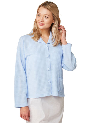 Marlon Waffle Print Bed Jacket, Blue