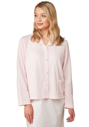 Marlon Waffle Print Bed Jacket, Pink